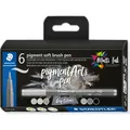 Produktbild: Staedtler MultiInk Pigment Arts soft brush pen 6-er Set grau retail (6 x) (372 C6)