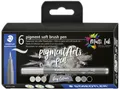 Produktbild: 6 STAEDTLER Fasermaler pigment soft brush pen 'Grey Colours'