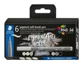 Produktbild: 6x PIGMENT ARTS PEN 371C6-6 - GREY COLOURS - PINSELSPITZE - STAEDTLER # NEU