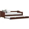 Produktbild: Ausziehsofa Bettgestell Dunkelbraun Kiefernholz 90×200 cm Vidaxl