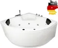 Produktbild: Basera BASIC Indoor Eck-Whirlpool Badewanne Maui 130 x 130 cm mit 13 Massagedüsen, Wasserfall, LED-Ambiente