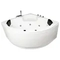 Produktbild: Basera® BASIC Indoor Eck-Whirlpool Badewanne Maui 130 x 130 cm mit 13 Massagedüsen, Wasserfall, LED-Ambiente
