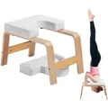 Produktbild: VEVOR Yoga Kopfstandbank Inversionsstuhl 136 kg Tragkraft für das Familien-Fitnessstudio, Kopfstandtrainer mit Holzrahmen und PU Polster, Stand-Yoga-Hocker für Kraft- und Gleichgewichtstraining Weiß
