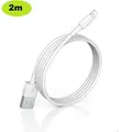 Produktbild: Ladekabel passt für Apple iPhone 14, 13, 12, 11, XR, XS, X, 8, SE Lightning Ladekabel 2 Meter, Weiß - Weiß