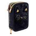 Produktbild: Dreifaltige Federmappe mit Zubehör Fluffy Kitty Schwarz AstraBag Astra