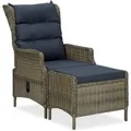 Produktbild: vidaXL Verstellbarer Gartensessel mit Fußhocker Poly Rattan Braun 313305