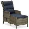 Produktbild: Verstellbarer Gartensessel mit Fußhocker Poly Rattan Braun