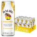 Produktbild: Malibu Pineapple – fruchtig-prickelnder Mix aus Rum und mit erfrischendem Geschmack von Kokos und Ananas – 12 Dosen à 250 ml, gesprudelt, (10 Vol. prozent)