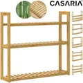 Produktbild: Badregal Holz Schwebend Küche 3 Ablagen 30kg Belastbar Regal 60x54cm Schmal Badezimmerregal Verstellbare Böden Wandregal Standregal Bambus - Casaria