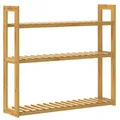Produktbild: Casaria® Wandregal Holz Hängeregal 60x54cm 3 Ablagen Belastbarkeit 30kg Bad Wohnzimmer Flur Kinderzimmer Regal Küchenregal Bücherregal Wanddeko Bambus