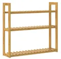 Produktbild: Casaria Badregal, Holz Hängeregal 60x54cm 3 Ablagen Belastbarkeit 30kg Bad Flur Bambus
