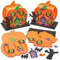 Produktbild: Baker Ross FX254 Kürbis Haus Moosgummi 2 Stück, Halloween Schaumstoff Bastelset für Kinder, Halloweendeko zum Basteln, orange