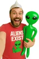 Produktbild: FIESTAS GUIRCA | Aufblasbarer grüner Alien (90 cm) - Lustiges Zubehör für Festivals Karneval Fasching Halloween - Aufblasbarer Außerirdische Accessoire für Space Kostüme