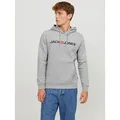 Produktbild: Jack & Jones Kapuzensweatshirt JJECORP Hoodie mit Logo und hohem Tragekomfort bedruckt, casual, regular fit, Baumwollmischung, Rundhals grau XXL (58/60)