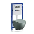 Produktbild: GEBERIT Duofix Basic Vorwandelement Wand WC Sinto Grau Knopf Delta 25 Chrom Set