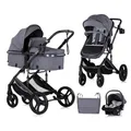 Produktbild: Chipolino Kinderwagen 3 in 1 Amore Babyschale Adapter Wickeltasche Fußabdeckung grau gemustert