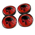 Produktbild: 4 x Nabendeckel 60mm Durchmesser Nabenkappen Felgendeckel Felgenaufkleber Gel Emblem Doming für Auto Felgen Kfz Tuning Zubehör Radnabenkappen DM006 (Nr. 4 Punisher Carbon red, Nabendeckel Set)