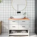 Produktbild: Waschtischplatte Hellbraun 100x60x(2-4) Cm Massivholz Behandelt - Vidaxl