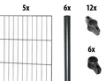 Produktbild: 10 Meter Einstabmattenzaun 125 cm hoch anthrazit 6 Rundpfosten Ø 34mm GARDEN N