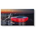 Produktbild: DEQORI Wanduhr 'Allianz Arena, München' (Glas Glasuhr modern Wand Uhr Design Küchenuhr) blau|rot 60 cm x 30 cm