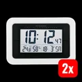 Produktbild: Solar Funk Wanduhr Funk-Wanduhr Uhr Digital 280 mm x 190 mm x 23 mm Weiß 2 STÜCK