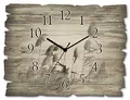 Produktbild: ARTLAND Wanddeko Wanduhr ohne Tickgeräusche aus Holz Quarzuhr 40x30 cm Rechteckig Lautlos Natur Design Gräser Ländlich Nordisch Originell T3MG