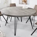 Produktbild: riess-ambiente Runder Esstisch SCORPION 120cm grau Mango Massivholz schwarze Metallbeine Hairpin Legs Esszimmertisch Tisch