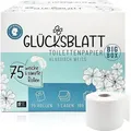 Produktbild: Glücksblatt Toilettenpapier Box, 3-lagig, 75 Rollen x 180 Blatt, 100% Zellstoff, Großpackung, superweiches Klopapier