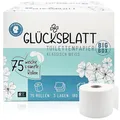Produktbild: Glücksblatt Toilettenpapier Box, 3-lagig, 75 Rollen x 180 Blatt, 100% Zellstoff, Großpackung, superweiches Klopapier, WC Papier, wiederverwendbarer Vorratskarton