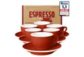 Produktbild: MUVELL Espressotasse 6x Espressotassen & Untertassen Set 0,8 cm dickwandig, rot, 6-tlg., Keramik, 60 ml rot mit weißen Rand und Innenfläche