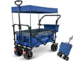 Produktbild: deluxe4home® Bollerwagen faltbar mit Breiten Reifen und Dach Blau/Grau