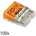 Produktbild: 100 x Wago 2273-203 Verbindungsklemme transparent orange für eindrähtige Leiterarten 3-Leiter bis 0,5-2,5qmm