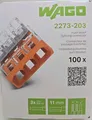 Produktbild: 100 Stück Wago 2273-203 3-polig COMPACT-Verbindungsdosenklemme Ø 0,5-2,5 mm², 