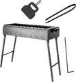 Produktbild: Mangal Klappbar für 12 Spieße 80x33 cm 2 mm Stahl Holzkohlegrill BBQ für Spieße oder Grillrost Schaschlik Shashlychnik Grill mit Grillfächer