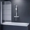Produktbild: Duschmeister Faltwand für Badewanne 140x75cm Badewannenaufsatz 1 teilig einteilig Dekorglas Secret mit Nano Versiegelung Badewannentür Tür für Badewanne