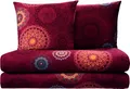 Produktbild: Erwin Müller Bettwäsche, Bettgarnitur Sparpaket 4-TLG. Flanell - Mandala - mollig warm, temperaturregulierend, mit praktischem Reißverschluss - Bordeaux Größe 80x80 cm / 135x200 cm