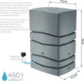 Produktbild: Regentonne mit Hahn IDTC450 Wasserbehälter Regentank 450 Regenwassertonne GRAU