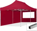 Produktbild: TOOLPORT 3x6m Aluminium Faltpavillon, inkl. 2 Seitenteile, rot