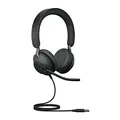 Produktbild: Jabra Evolve2 40 PC Headset – Noise Cancelling UC Certified Stereo Headphones with 3-Microphone Call Technology – USB-A Cable – Black
