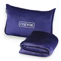 Produktbild: Cozyor Reisekissen & Reisedecke 2 in 1 weich mit Rucksack-Clip und Kofferbefestigung 170x100 cm, kuscheliges Reiseset Auto & unterwegs, Flugzeugdecke mit Bezug für Erwachsene & Kinder