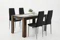 Produktbild: Hela Tische, 5-teilige Essgruppe Helene, Tisch melaminbeschichtet 140x80cm Oldwood+Wendeplatte und 4x Stuhl Kunstleder Schwarz, Metallgestell alufarbig