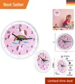 Produktbild: Stille Wanduhr in Pink - Einhorn Design für Schule und Schlafzimmer der Kinder