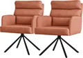 Produktbild: ML-Design Esszimmerstühle drehbar 2er Set Orange Wohnzimmerstühle mit Arm- und Rückenlehne Rückenkissen Metallbeine Drehstuhl Auto-Position Stuhl