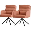 Produktbild: Esszimmerstühle Drehbar 2er Set, Orange, Wohnzimmerstühle Mit Arm- Und Rückenlehne, Drehstühle Auto-position, Polsterstühle Mit Polyesterbezug Und Rückenkissen, Küchenstühle Mit Metallbeine - Ml-design