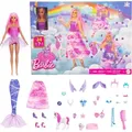 Produktbild: Mattel Barbie-Adventskalender mit Modepuppe und 24 Überraschungs-Accessoires mit Einhorn und Tieren - Bunt