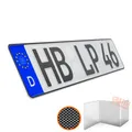 Produktbild: L & P Car Design KFZ Kennzeichen 1 Stück 46cm x 11cm in Carbon Optik Nummernschild 460mm x 110mm Wunschkennzeichen DIN Autokennzeichen Fahrradträger Anhänger LKW Wunschprägung amtliches Autoschild
