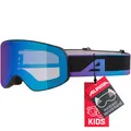 Produktbild: ALPINA FERNIE Q-LITE - Verspiegelte Skibrille für Kinder, Kontrastverstärkende & Polarisierte OTG Gläser, ideal für Brillenträger, Mit 100% UV-Schutz, black-oil matt/blue