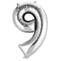 Produktbild: FOLIENBALLON FOLIEN BALLON SILBER ZAHL 9 SUPERSHAPE NEU