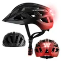 Produktbild: Fahrradhelm mit Licht - Sofort gesehen Werden - Ultraleichter Spezial Damen Herren Kinder Fahrrad Helm mit Visier und Rücklicht für hohe Sicherheit - Urban Helm Rot Gr. M