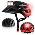 Produktbild: Dunlop Sports Fahrradhelm mit Licht-Sofort gesehen Werden-Ultraleichter Spezial Damen Herren Kinder Fahrrad Helm mit Visier und Rücklicht für hohe Sicherheit-Urban Helm (Schwarz/Rot, M (55-59 cm))